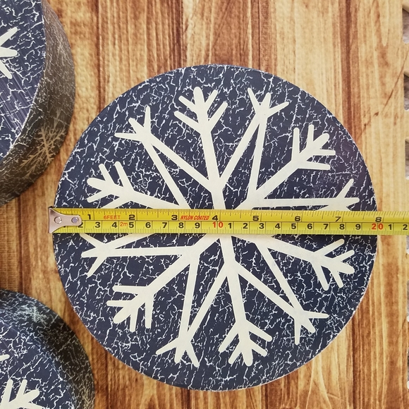 Snowflake Blue Nesting Gift Storage Box Set Paper Decrotive Cardboard Rustic - Picture 10 of 14